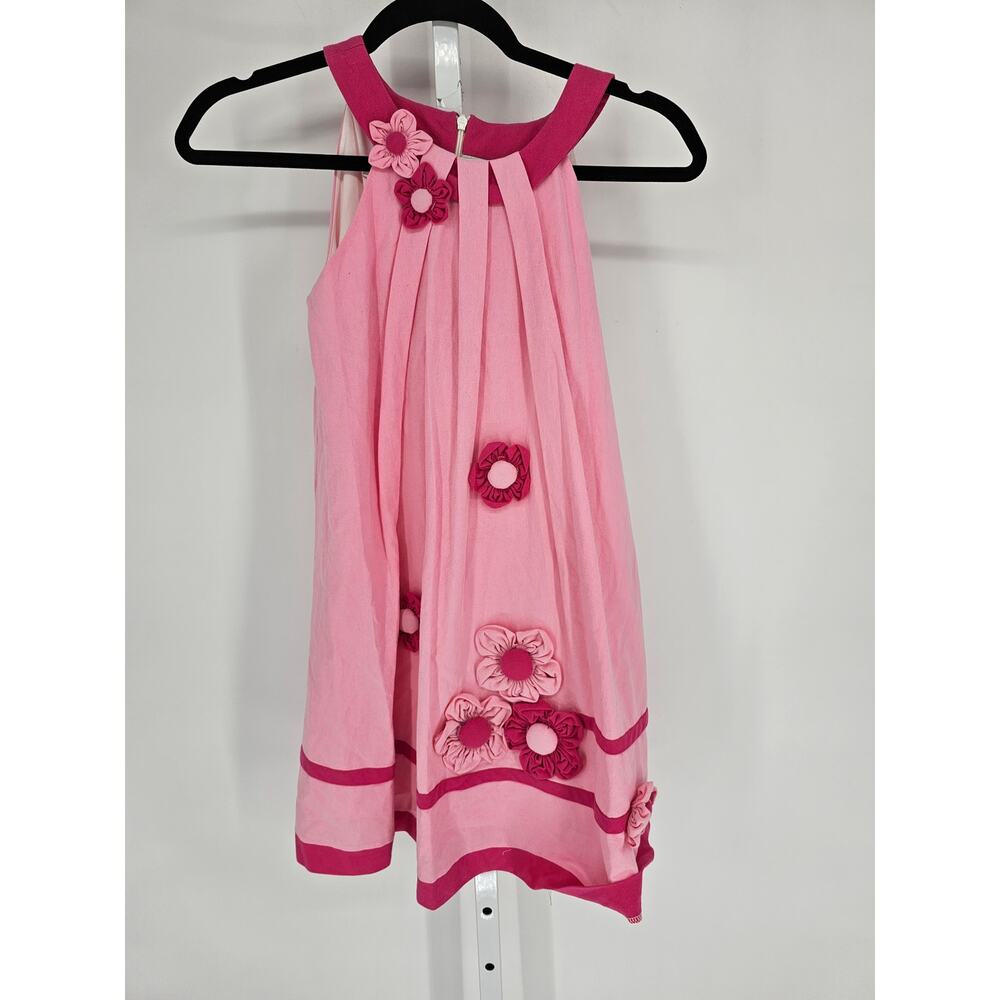 Isabella & Chloe Girls Sz 10 Sleeveless Midi Dress Bright Pink Floral Formal